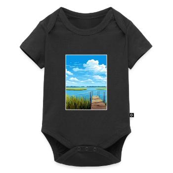 Lac Albufera Espagne Ibiza Déco Affiche de voyage - Body à manches courtes Premium Bébé - noir - Devant