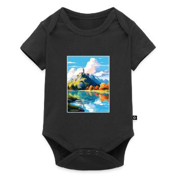 Château de Bled Slovénie Affiche de voyage vintage WPA Art - Body à manches courtes Premium Bébé - noir - Devant