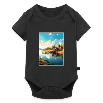 Îles Aland Finlande affiche de voyage vintage WPA - Body à manches courtes Premium Bébé - noir - Devant