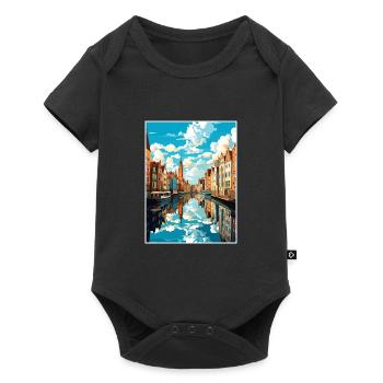 Reiseplakat Danzig, polnische Ostseeküste, Polen - Baby Premium Kurzarmbody - Schwarz - Vorne
