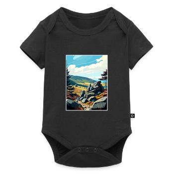 Karkonosze Pologne Vintage voyage affiche Souvenir - Body à manches courtes Premium Bébé - noir - Devant