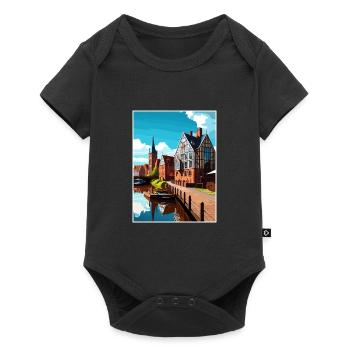 Bydgoszcz Pologne Vintage voyage affiche Souvenir - Body à manches courtes Premium Bébé - noir - Devant