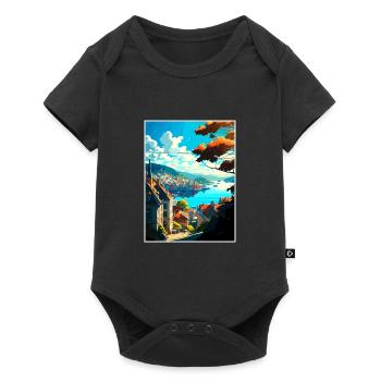 Bergan Norway Oslo Vintage Travel Poster Souvenir - Baby Premium short-sleeve bodysuit - black - Front