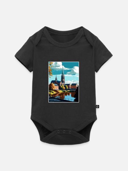 Uppsala, Suecia, Vintage Travel Poster WPA Souvenir - Baby Premium kortärmad bodysuit - svart