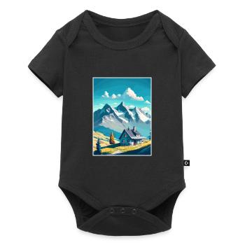 Le Chasseron Falls Suisse Affiche de voyage - Body à manches courtes Premium Bébé - noir - Devant
