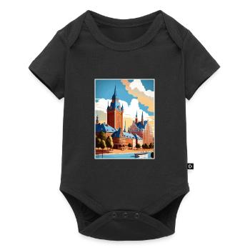 Halmstad Sweden Vintage Travel Poster WPA Souvenir - Baby Premium short-sleeve bodysuit - black - Front