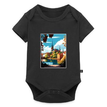 Linköping Suède Vintage voyage affiche Souvenir - Body à manches courtes Premium Bébé - noir - Devant