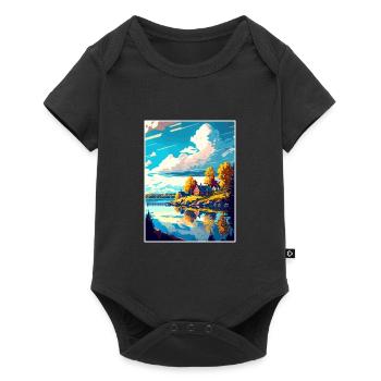 Umea Suède Vintage voyage affiche WPA Souvenir - Body à manches courtes Premium Bébé - noir - Devant