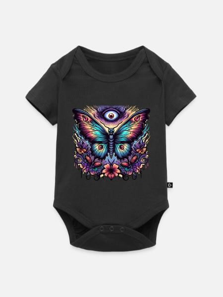 Schauriger Schmetterling mit Totenkopf - Baby Premium Kurzarmbody - Schwarz