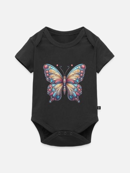 Schauriger Schmetterling mit Totenkopf - Baby Premium Kurzarmbody - Schwarz