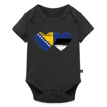 Bosnie Estonie drapeau coeur utilisé - Body à manches courtes Premium Bébé - noir - Devant