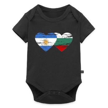 Argentine Bulgarie Drapeau Coeur Utilisé - Body à manches courtes Premium Bébé - noir - Devant