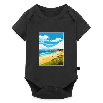 Porthgwidden Beach Cornwall Affiche de voyage Vintage - Body à manches courtes Premium Bébé - noir - Devant