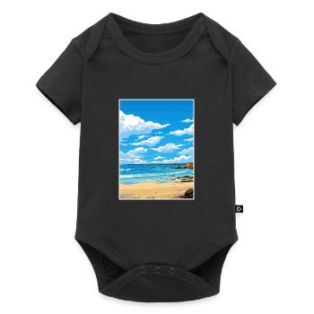 Porthgwidden Beach Cornwall Affiche de voyage Vintage - Body à manches courtes Premium Bébé - noir - Devant