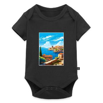 Dubrovnik Croatie Vintage voyage affiche Souvenir - Body à manches courtes Premium Bébé - noir - Devant