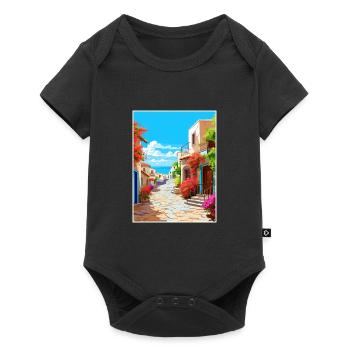 Crète Grèce Décoration Vintage Voyage Affiche WPA - Body à manches courtes Premium Bébé - noir - Devant
