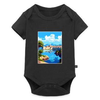 Dubrovnik Croatie Vintage voyage affiche Souvenir - Body à manches courtes Premium Bébé - noir - Devant