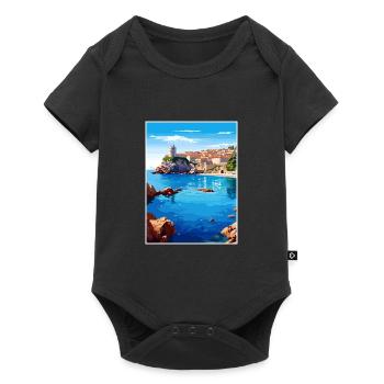 Dubrovnik Croatie Vintage voyage affiche Souvenir - Body à manches courtes Premium Bébé - noir - Devant