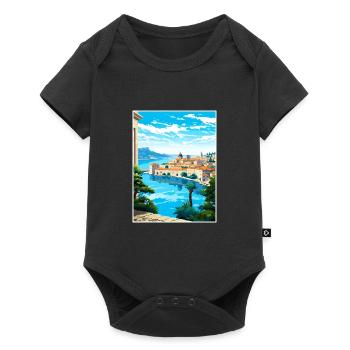 Dubrovnik Croatie Vintage voyage affiche Souvenir - Body à manches courtes Premium Bébé - noir - Devant