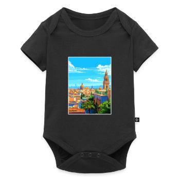 Seville Spain Deco Vintage Travel Poster Souvenir - Baby Premium short-sleeve bodysuit - black - Front