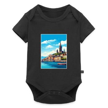 Santiago De Compostela Spain Vintage Travel Poster - Baby Premium short-sleeve bodysuit - black - Front