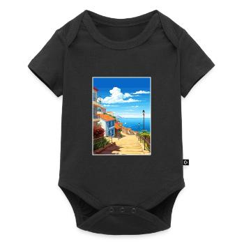 Nazaré Portugal Vintage voyage affiche WPA Souvenir - Body à manches courtes Premium Bébé - noir - Devant