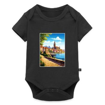 Porto Portugal Vintage Travel Poster WPA Souvenir - Baby Premium short-sleeve bodysuit - black - Front