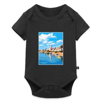 Tavira Portugal Vintage Travel Poster WPA Souvenir - Baby Premium short-sleeve bodysuit - black - Front