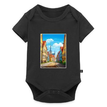 Rostock Allemagne Vintage voyage affiche WPA Souvenir - Body à manches courtes Premium Bébé - noir - Devant