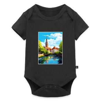 Stuttgart Allemagne Vintage voyage affiche Souvenir - Body à manches courtes Premium Bébé - noir - Devant