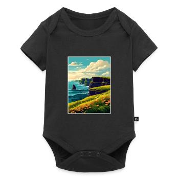 Falaises de Moher Irlande Vintage voyage affiche WPA - Body à manches courtes Premium Bébé - noir - Devant
