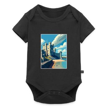 Château de Caernarfon gallois Vintage Travel Poster WPA - Body à manches courtes Premium Bébé - noir - Devant