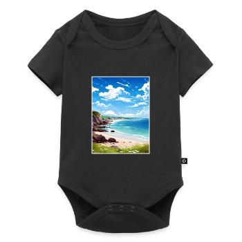 Trevaunance Cove Cornwall Vintage Reiseposter - Baby Premium Kurzarmbody - Schwarz - Vorne