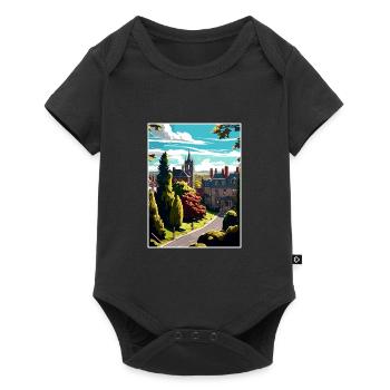 Halifax England Yorkshire Vintage Reiseposter - Baby Premium Kurzarmbody - Schwarz - Vorne