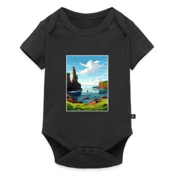 Duncansby Stacks Scotland Affiche de voyage Vintage - Body à manches courtes Premium Bébé - noir - Devant
