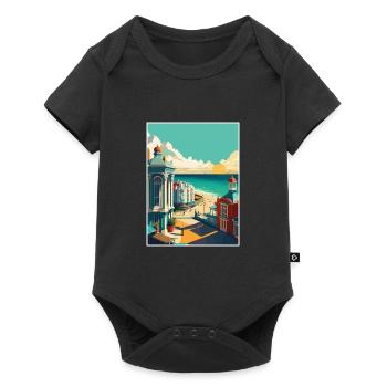 Brighton Pier Seascape Uk Vintage Reiseposter - Baby Premium Kurzarmbody - Schwarz - Vorne