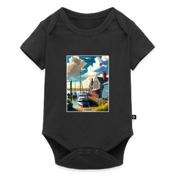 Whitstable Harbour England Vintage Reiseposter - Baby Premium Kurzarmbody - Schwarz - Vorne