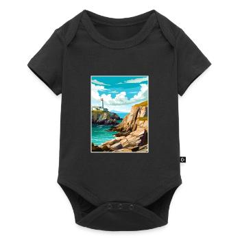 South Stack falaises Anglesey Vintage affiche de voyage - Body à manches courtes Premium Bébé - noir - Devant