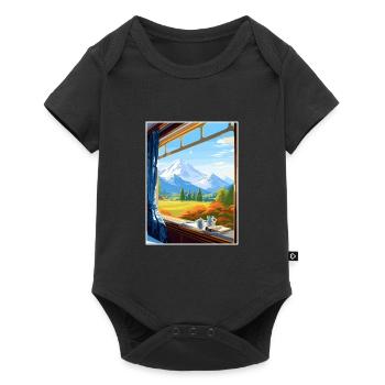 Orient Express Europa Deko Vintage Reiseposter - Baby Premium Kurzarmbody - Schwarz - Vorne