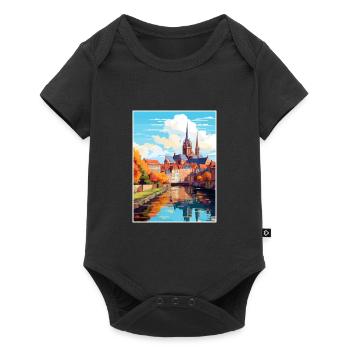 Amiens Frankreich Vintage Reiseposter WPA Souvenir - Baby Premium Kurzarmbody - Schwarz - Vorne
