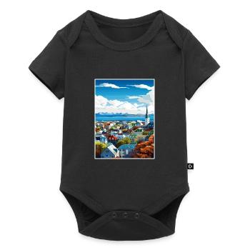 Reykjavik Iceland Vintage Travel Poster Souvenir - Baby Premium short-sleeve bodysuit - black - Front