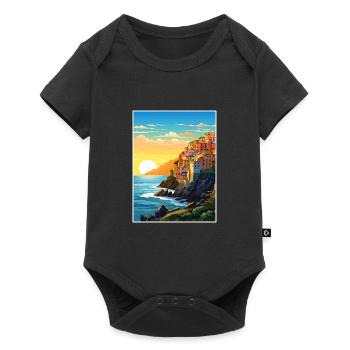 Cinque Terre Italie Décoration Patmos Affiche De Voyage - Body à manches courtes Premium Bébé - noir - Devant