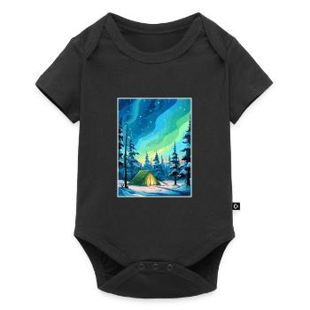 Laponie, aurores boréales, île Finlande, Souvenir - Body à manches courtes Premium Bébé - noir - Devant