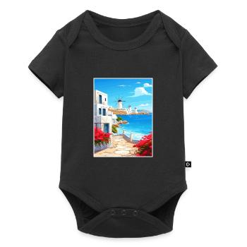 Mykonos Grèce décoration Vintage Travel Poster - Body à manches courtes Premium Bébé - noir - Devant