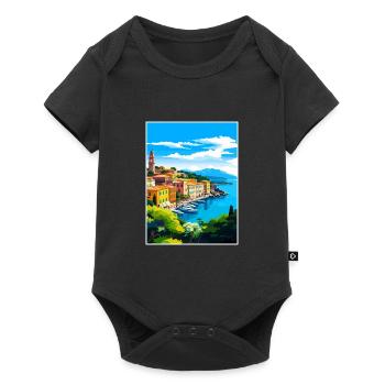 Portofino Italie Vintage voyage affiche WPA Souvenir - Body à manches courtes Premium Bébé - noir - Devant
