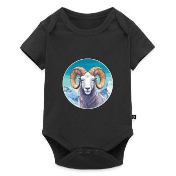 Ram Watercolor Cartoon Kawaii Pet Animal Colorful - Baby Premium short-sleeve bodysuit - black - Front