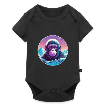 Chimpanzé aquarelle dessin animé kawaii animal de compagnie Co - Body à manches courtes Premium Bébé - noir - Devant