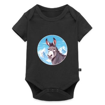 Âne Aquarelle Dessin Animé Kawaii Animal De Compagnie Colorf - Body à manches courtes Premium Bébé - noir - Devant