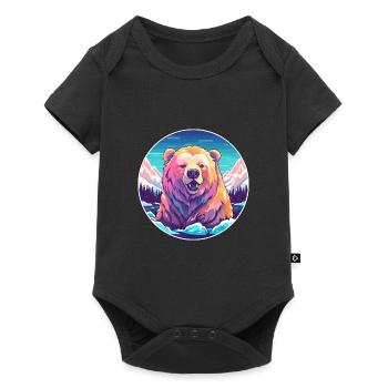 Ours Aquarelle Dessin Animé Kawaii Animal De Compagnie Coloré - Body à manches courtes Premium Bébé - noir - Devant