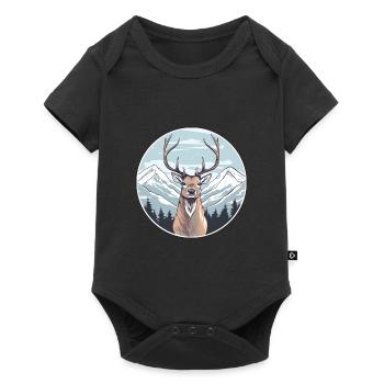 Cerf Aquarelle Dessin Animé Kawaii Animal De Compagnie Animal Coloré - Body à manches courtes Premium Bébé - noir - Devant